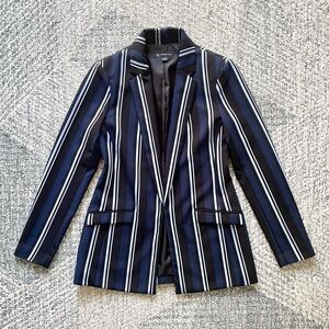 INC International Concepts Equestrian Pinstripe Blazer Jacket Blue Striped